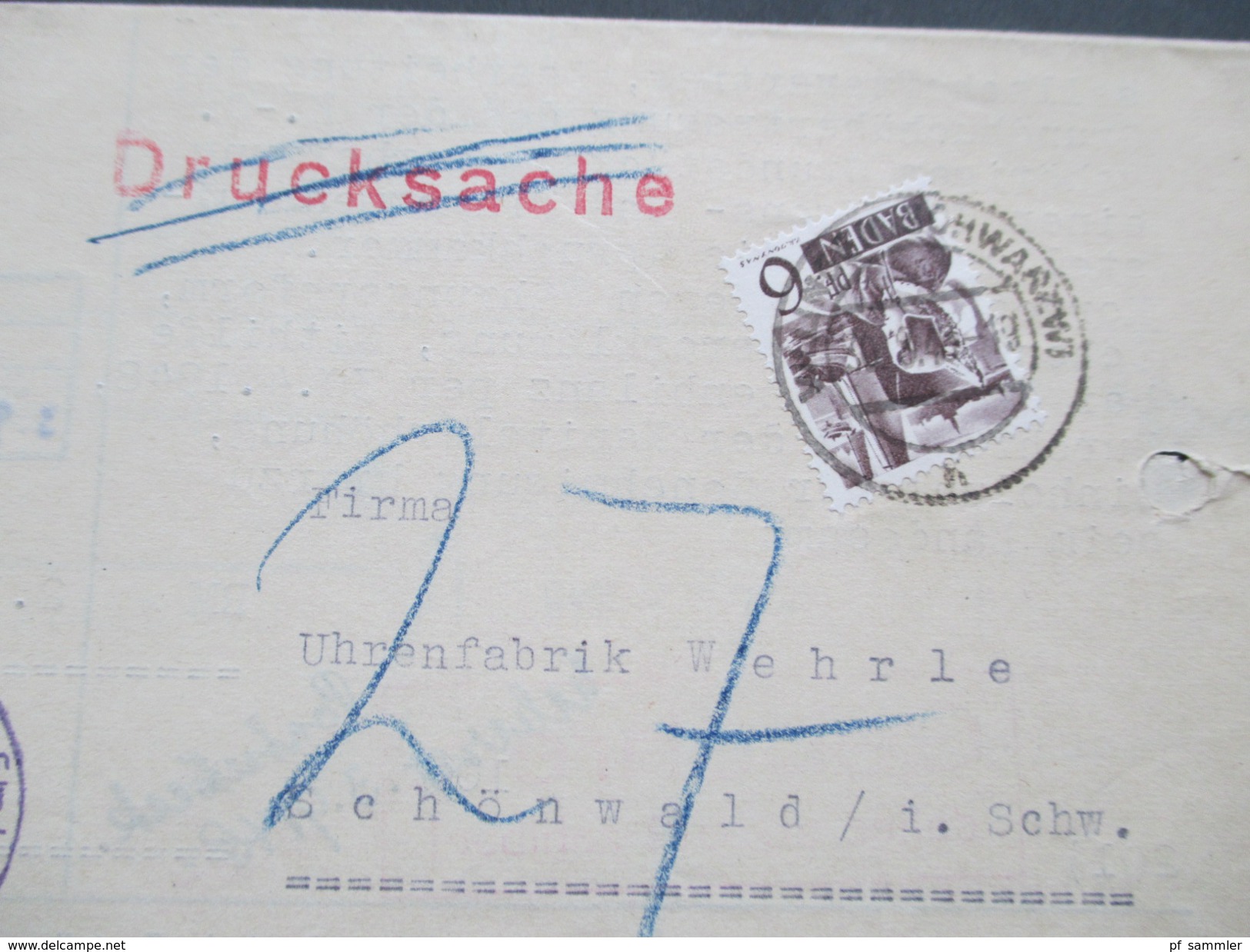 Alliierte Besetzung 1948 Nr. 15 EF Drucksache / Nachporto!? Rechnung Kirchensteuernachlass Treuhand - Other & Unclassified