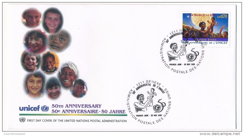 NATIONS UNIES GENEVE - 3 FDC "50eme Anniversaire De L'UNICEF" - 1996 - Other & Unclassified