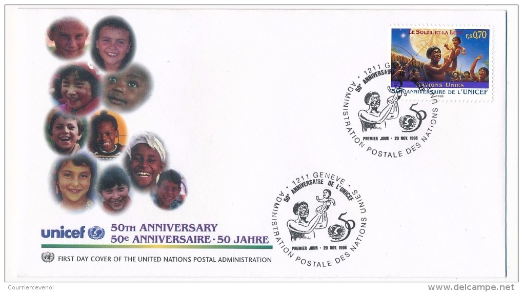 NATIONS UNIES GENEVE - 3 FDC "50eme Anniversaire De L'UNICEF" - 1996 - Otros & Sin Clasificación