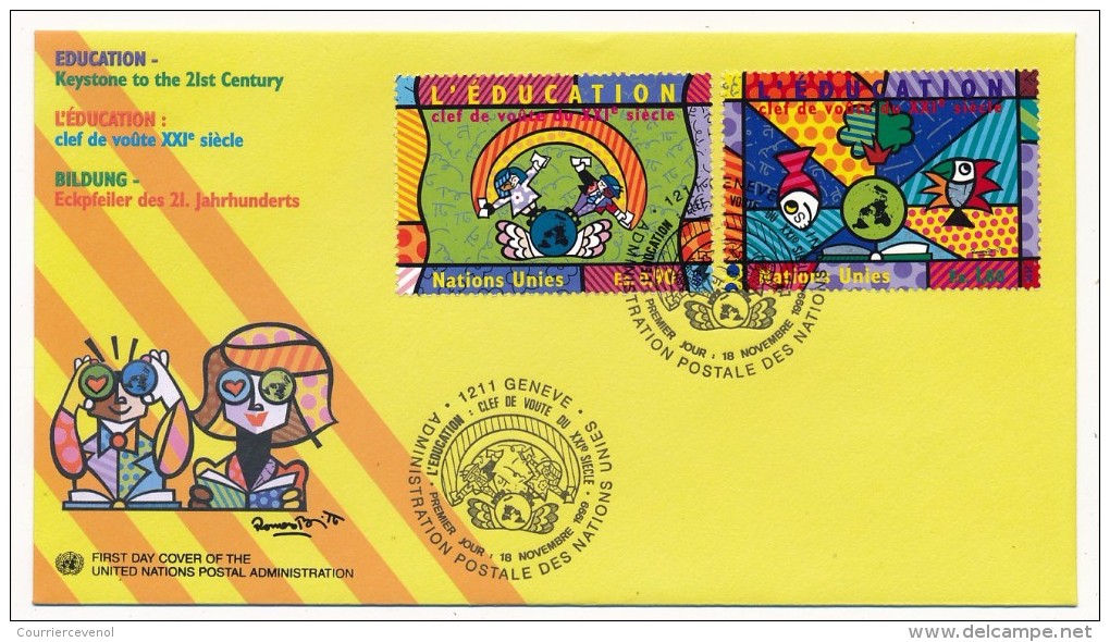 NATIONS UNIES GENEVE - 3 FDC "L'Education, Clef De Voûte Du XXIème Siècle" - 1999 - Autres & Non Classés