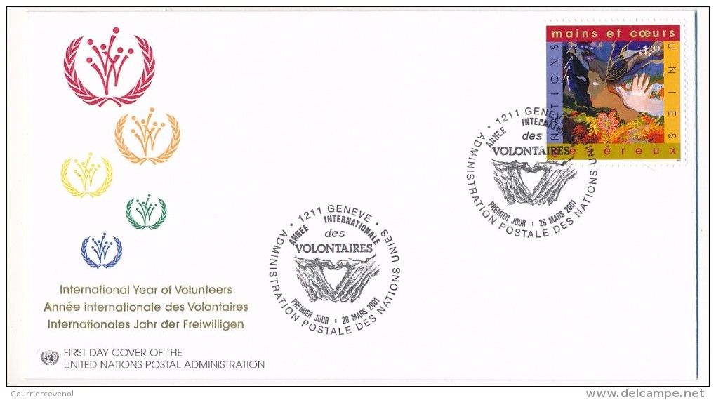 NATIONS UNIES GENEVE - 3 FDC "Année Internationale Des Volontaires" - Mars 2001 - UNO