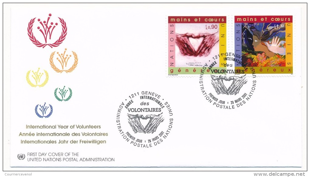 NATIONS UNIES GENEVE - 3 FDC "Année Internationale Des Volontaires" - Mars 2001 - ONU