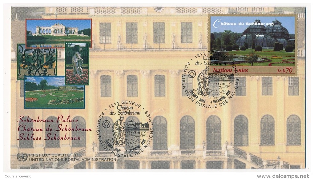 NATIONS UNIES GENEVE - 3 FDC "Chateau De Schönbrunn" - Décembre 1998 - Protección Del Medio Ambiente Y Del Clima