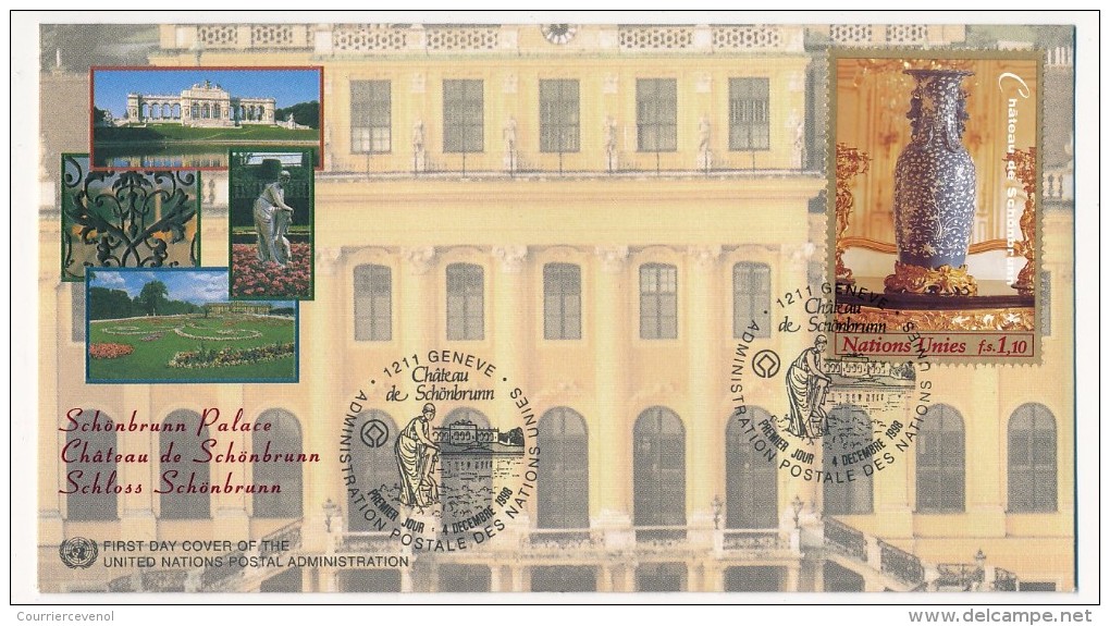 NATIONS UNIES GENEVE - 3 FDC "Chateau De Schönbrunn" - Décembre 1998 - Protezione Dell'Ambiente & Clima