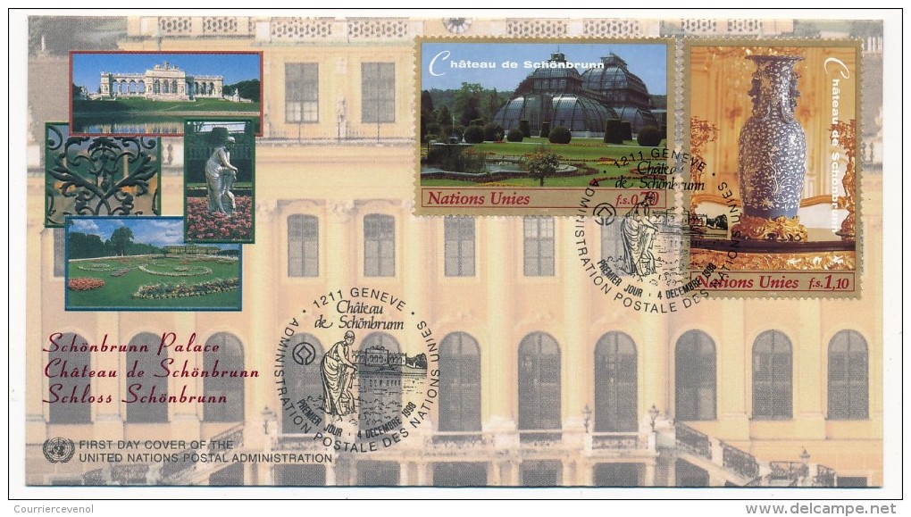 NATIONS UNIES GENEVE - 3 FDC "Chateau De Schönbrunn" - Décembre 1998 - Milieubescherming & Klimaat