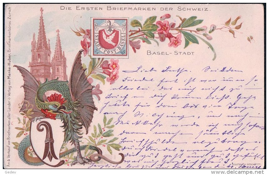 Basel-Stadt, Die Ersten Briefmarken Der Schweiz, Litho (16.9.1901) - Timbres (représentations)