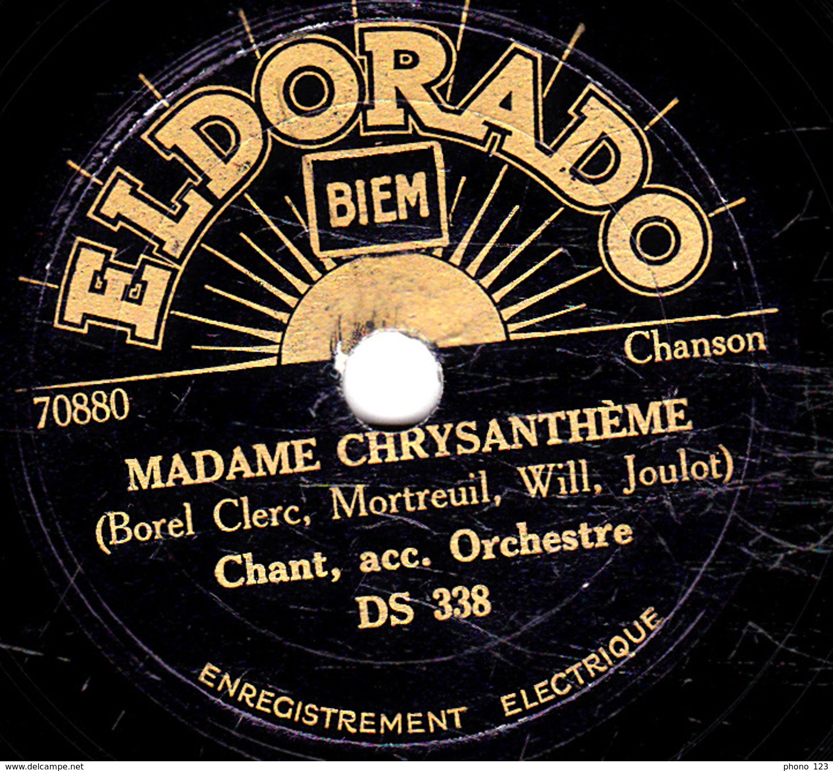 78 T. -  20 Cm - état Tb - CHANT Avec ORCHESTRE  -  MADAME CHRYSANTHEME - FLEUR DE MISERE - 78 T - Disques Pour Gramophone