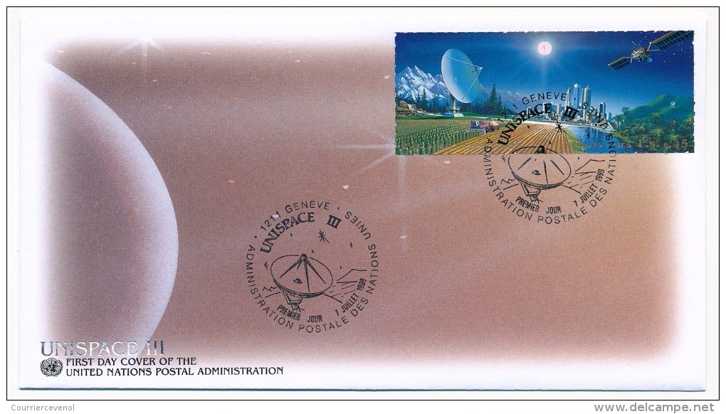 NATIONS UNIES GENEVE - 2 FDC "UNISPACE III" - Juillet 1999 - Europe