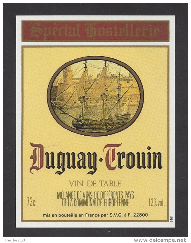 Etiquette De Vin De Table -    Hôtellerie Duguay Trouin  à Cancale  (35) - Barcos De Vela & Veleros