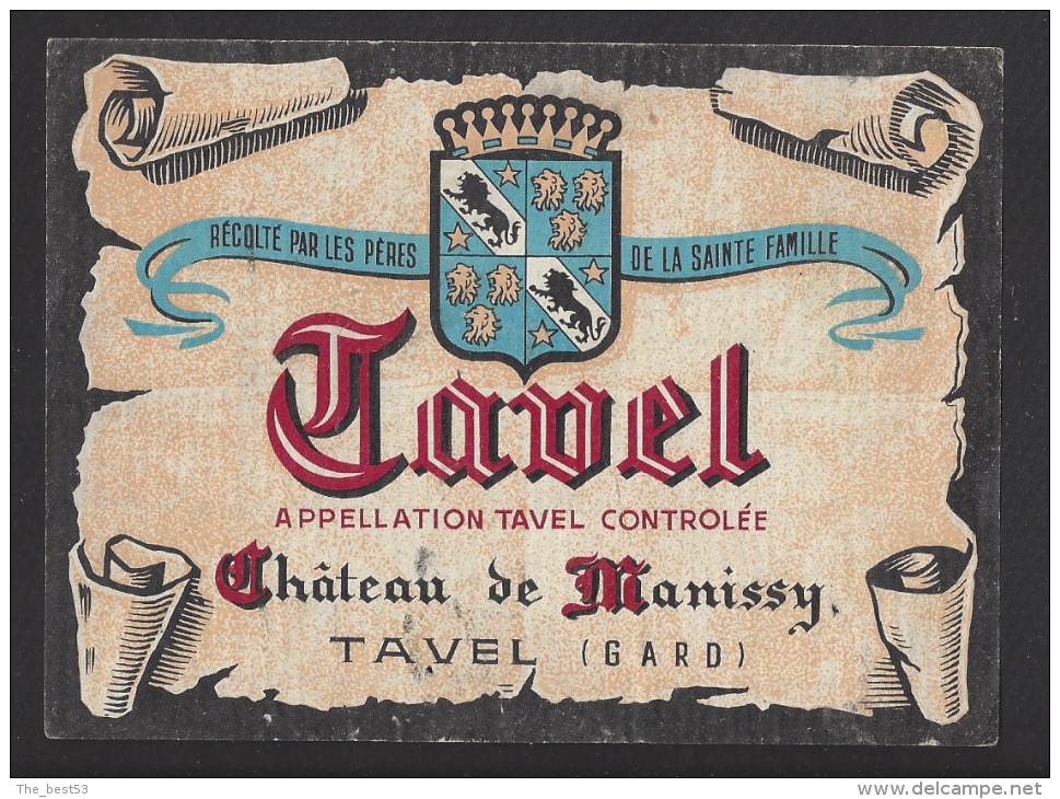 Etiquette De Vin Tavel  Récolté Par Les Pères De La Sainte Famille - Chateau De Manissy  à  Tavel (30)  -  Thème Blason - Nieuw Millennium/Jaar 2000