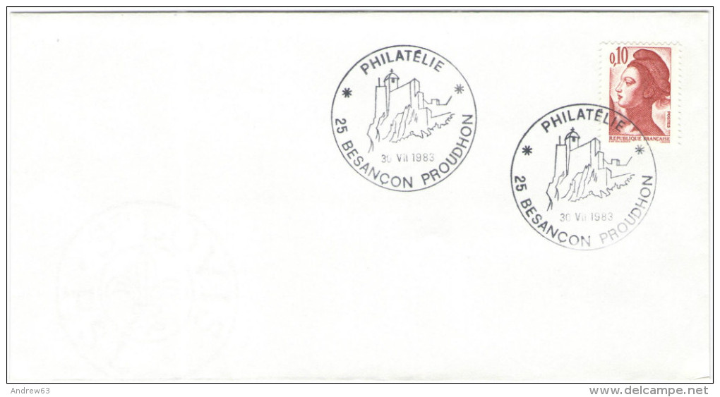 FRANCIA - France - 1983 - 0,10 Liberté De Delacroix - Philatélie - Besancon Proudhon - Cachet Ronde Manuel - Cachets Manuels