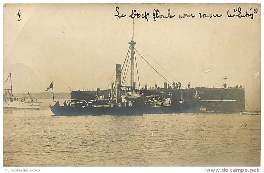 CARTE PHOTO MILITARIA SOUS MARIN 131116 - TUNISIE BIZERTE Catastrophe Naufrage - Dock Coule Pour Saisir Le Lutin (4) - Unterseeboote