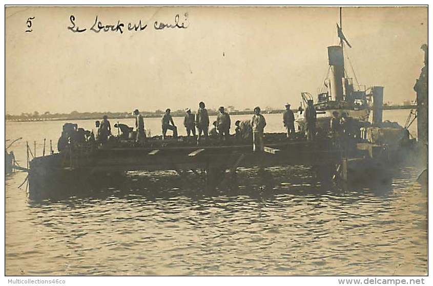 CARTE PHOTO MILITARIA SOUS MARIN 131116 - TUNISIE BIZERTE Catastrophe Naufrage - Dock Coulé (5) - Sous-marins