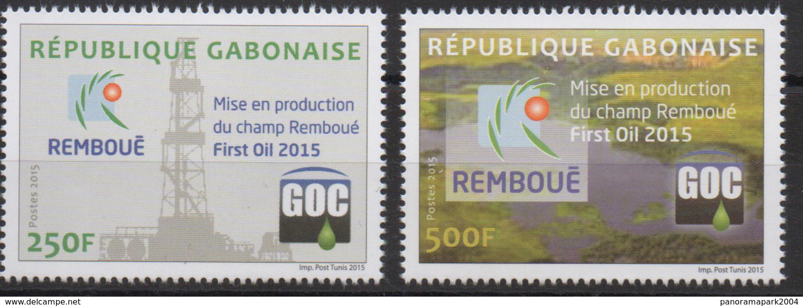 Gabon Gabun 2015 Mi. ? Mise En Production Du Champ Remboué First Pétrole GOC Gabon Oil Company Ölstamps Set Satz  MNH** - Gabun (1960-...)