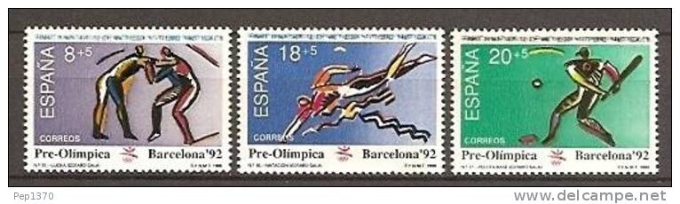 ESPAÑA 1990 - JUEGOS OLIMPICOS DE BARCELONA-92  - Edifil Nº 3076/3078 - Yvert Nº 2688-2690 - Honkbal