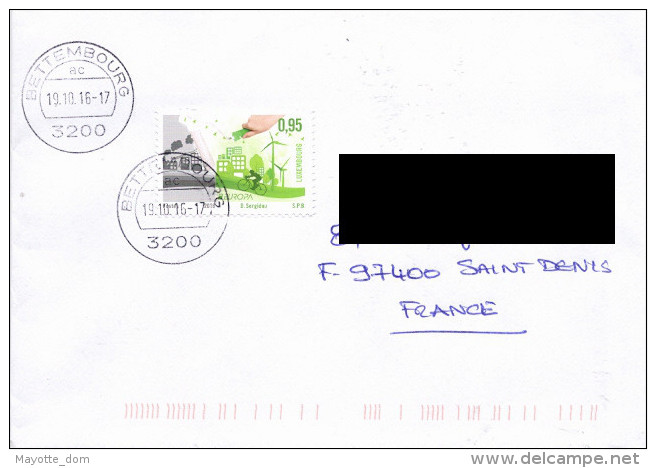 LUXEMBOURG 2016 Europa Think Green Ecology Bettembourg To FRANCE Cover Brief - 1993-.. Giovanni