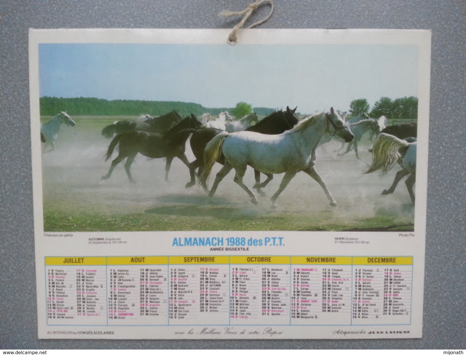 Vp-France-Calendrier 1988 Almanach Des P.T.T. - Callian En Provence - Chevaux Au Galop - Formato Grande : ...-1900