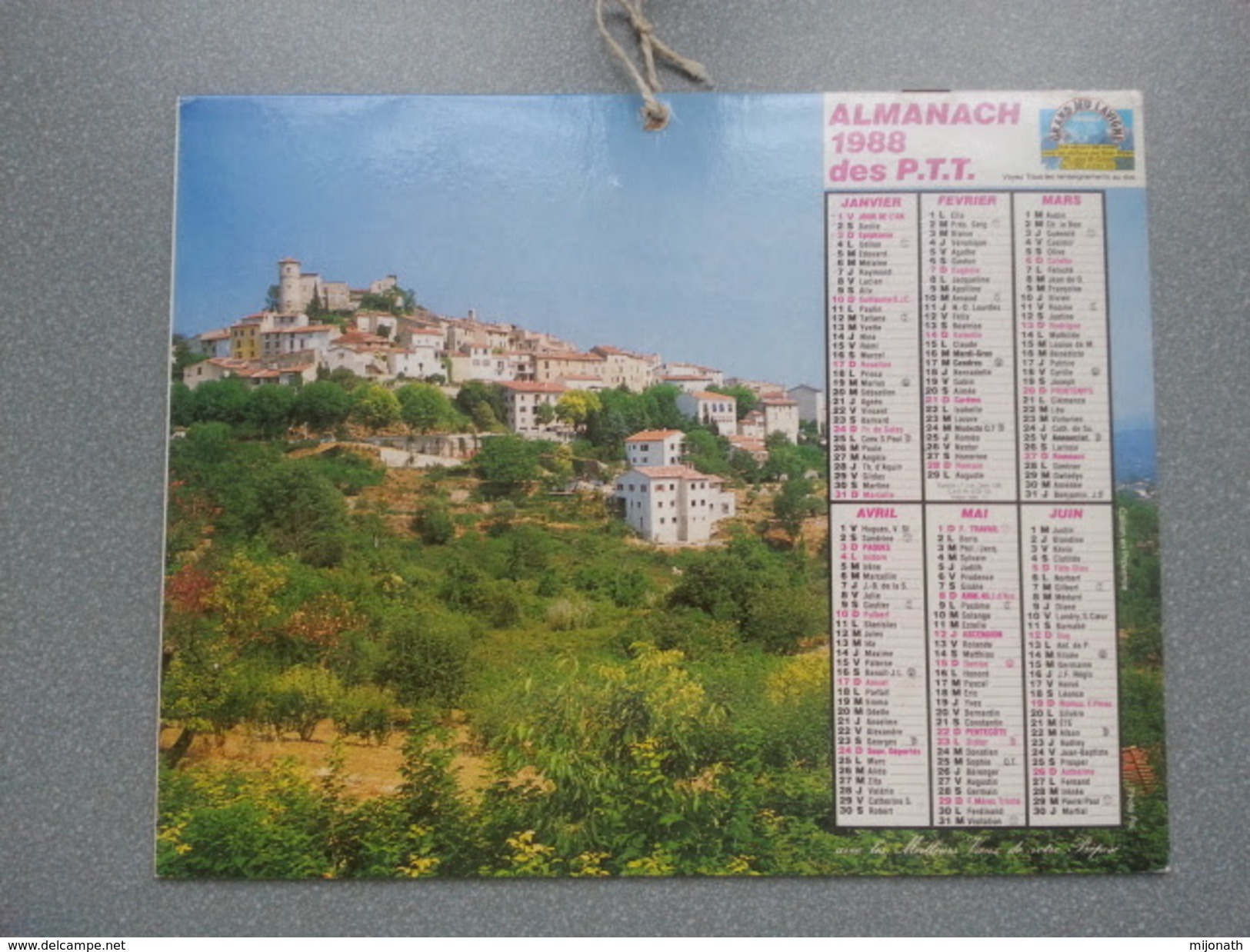 Vp-France-Calendrier 1988 Almanach Des P.T.T. - Callian En Provence - Chevaux Au Galop - Grand Format : ...-1900