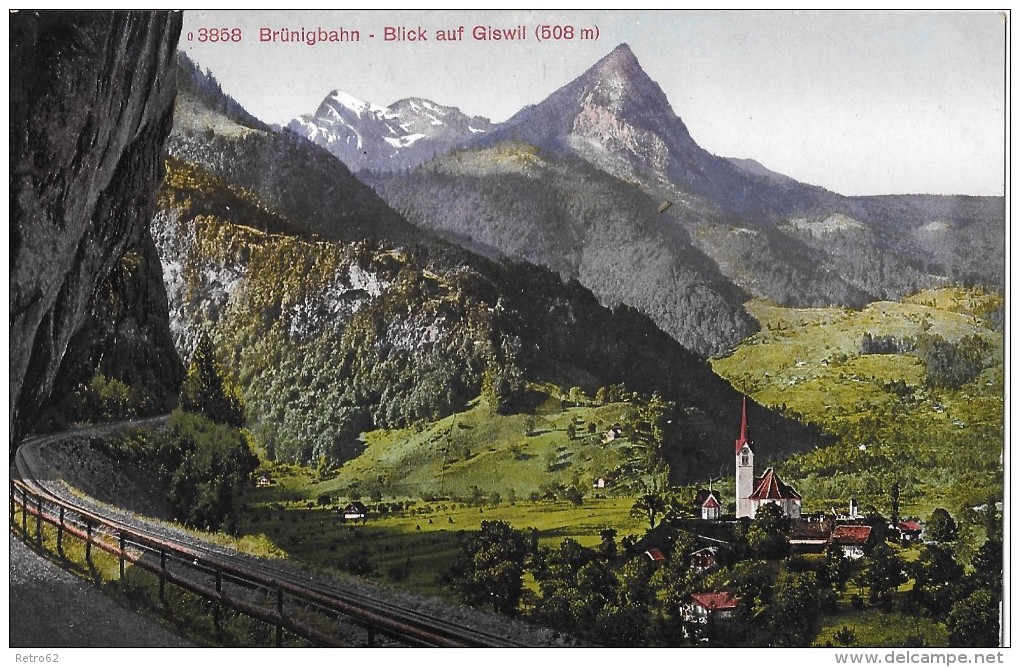 GISWIL &#8594; Brünigbahn Mit Blick Auf Giswil Und Den Giswilerstock, Ca.1920 - Giswil