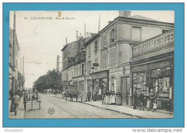 CPA 30 - Commerces Marchand Cartes Postales Rue De Bezons COURBEVOIE 92 - Courbevoie