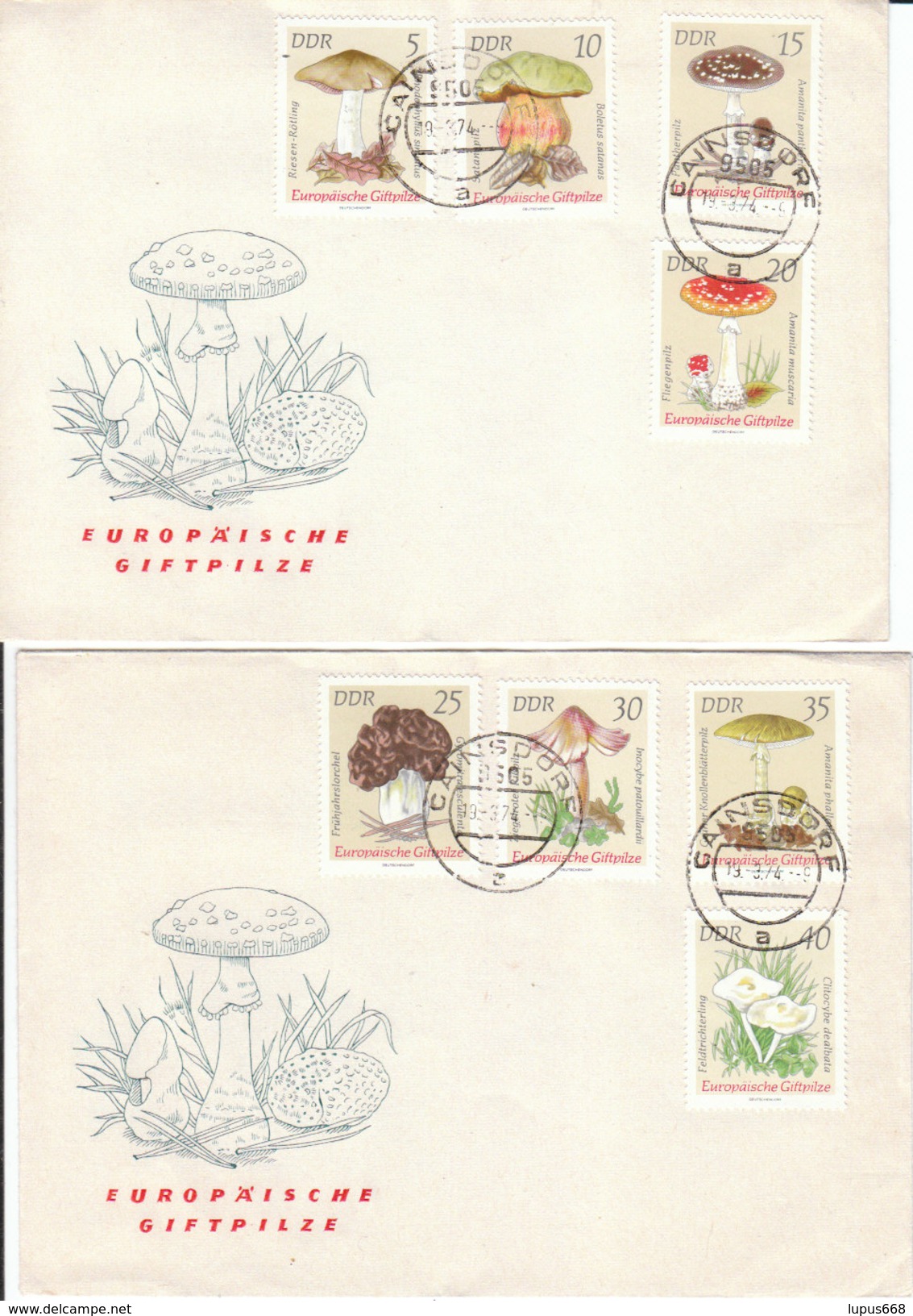 DDR  1974 MiNr. 1933/ 1940   Giftpilze Auf 2 FDC - Pilze