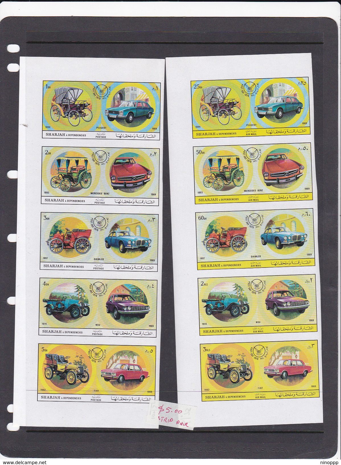 Sharjah And Dependencies 1969 Cars Imperforated MNH - Auto's