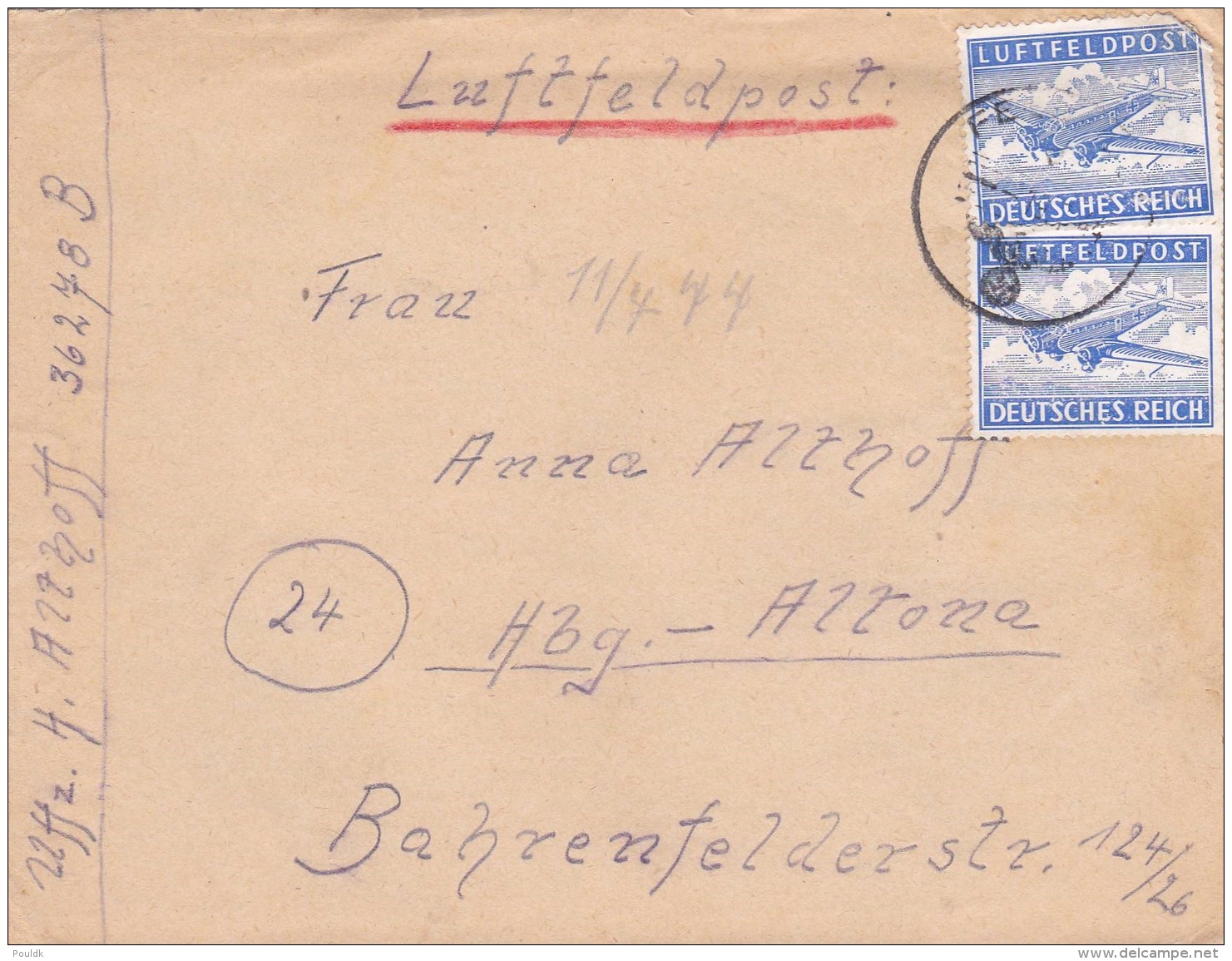 Feldpost WW2: Double Airmail From Dünaburg (Daugavpils, Latvia) Artillerie-Regiment 225 (4./II) FP 36278B P/m 14.7.1944 - Militaria