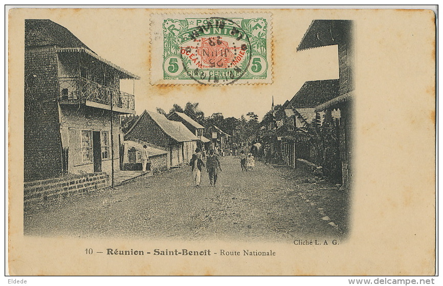 Saint Benoit La Reunion 10 Route Nationale Cliché L.A.G. Timbrée La Riviere 1913 Vers Tananarive Madagascar - Saint Benoît