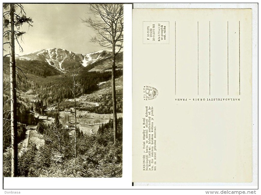 Krkonose: Dolnì Mìsesky A Kotel..... Postcard B/w Cm 10,5/14,5 - Slovacchia