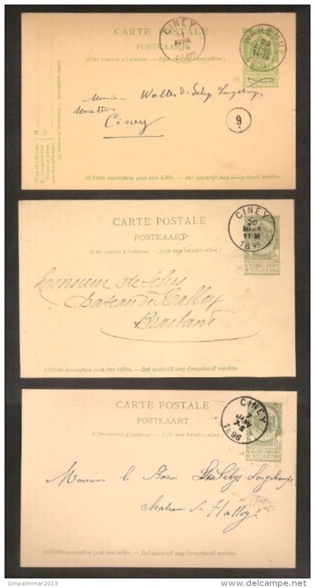 3 Postkaarten Wapenschild Allen Met Stempel CINEY ; Staat Zie Scan ! Inzet 1 € ! - 1893-1907 Coat Of Arms