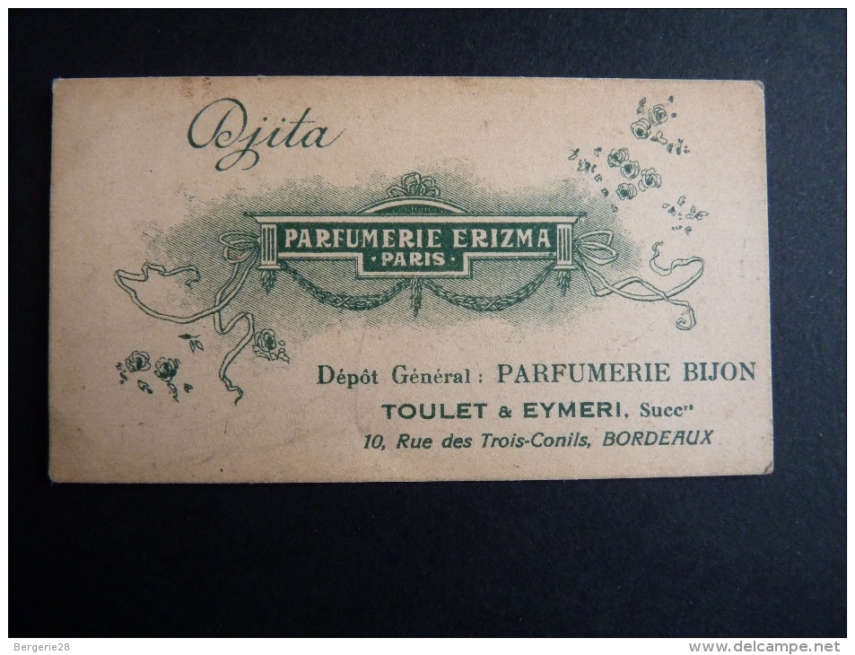 CARTE PARFUMÉE - ERIZMA - DZITA - PLUS DE CHEVEUX GRIS - "ROYAL RÉGÉNÉRATEUR - - Vintage (until 1960)