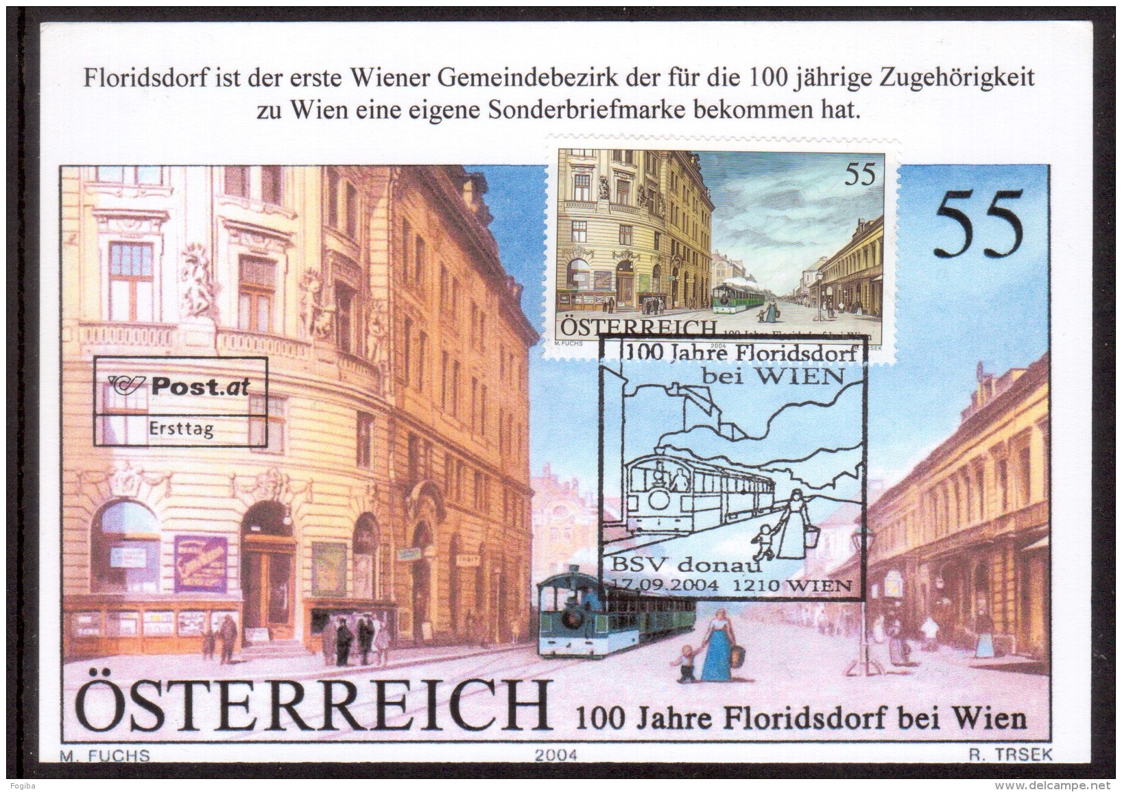 JP47     ÖSTERREICH /AUSTRIA 2004 - Maxicard - 100. Jahre Floridsdorf Bei Wien - Treni