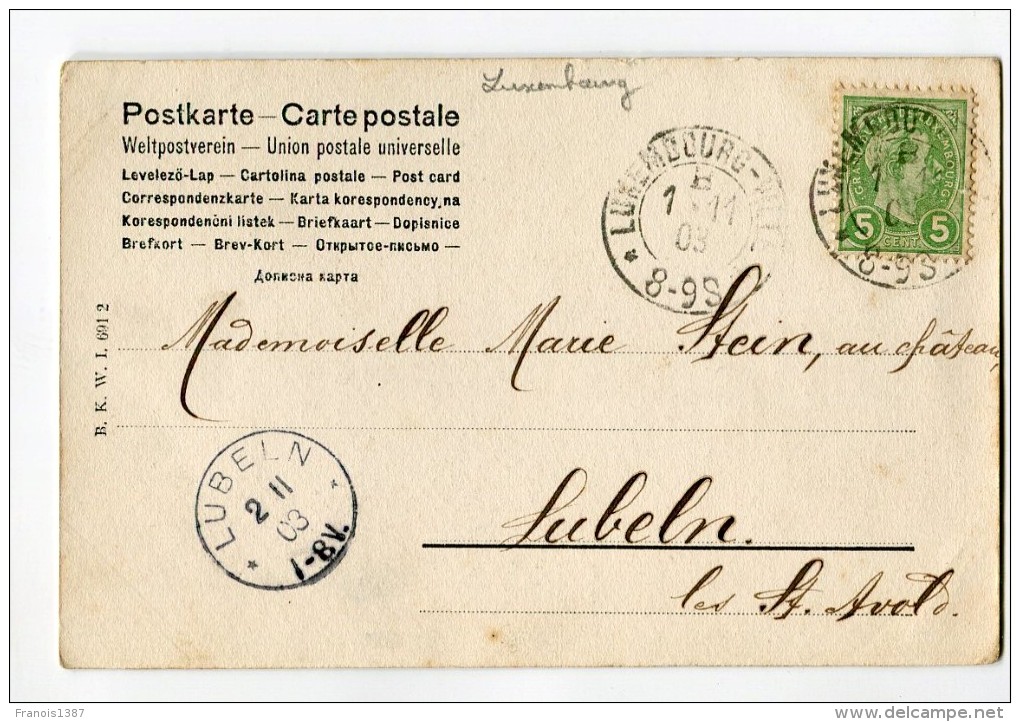 Réf 199 - LUXEMBOURG - Carte PIONNIERE Oblitérée à Luxembourg (1903) - Groupe D´enfants (joli Plan - Scan Du Verso) - Andere & Zonder Classificatie