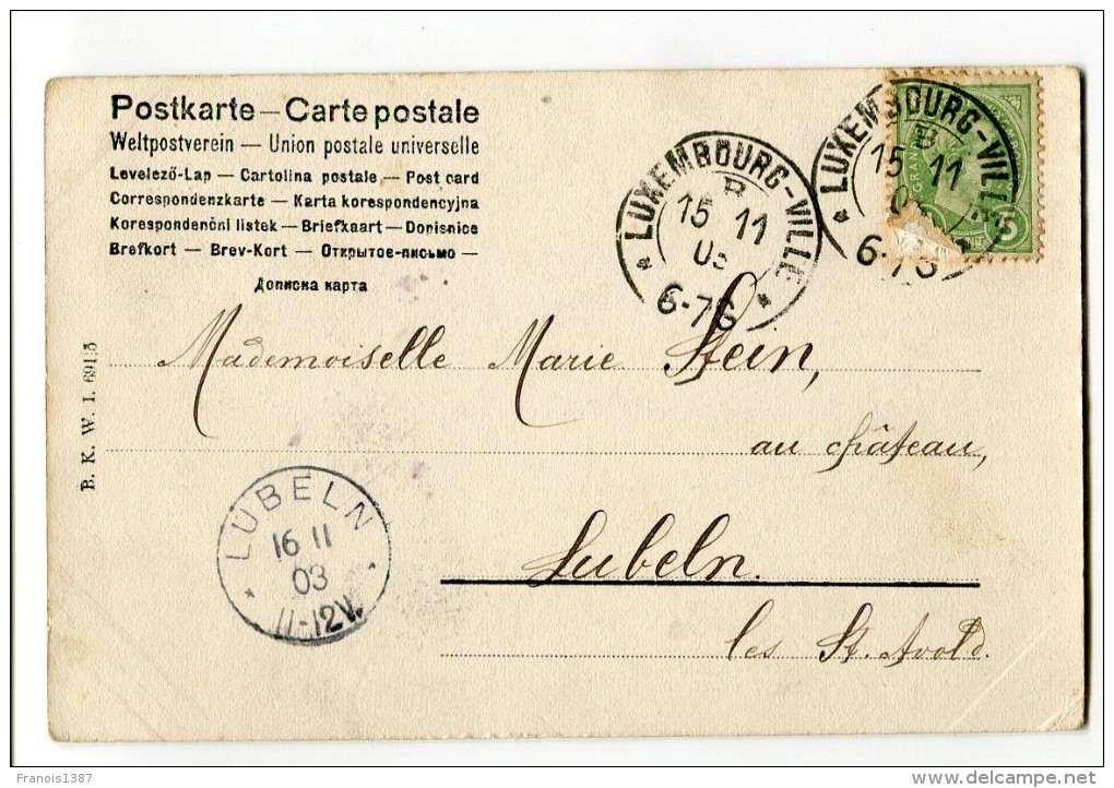 Réf 199 - LUXEMBOURG - Carte PIONNIERE Oblitérée à Luxembourg (1903) - Groupe D´enfants (joli Plan - Scan Du Verso) - Andere & Zonder Classificatie