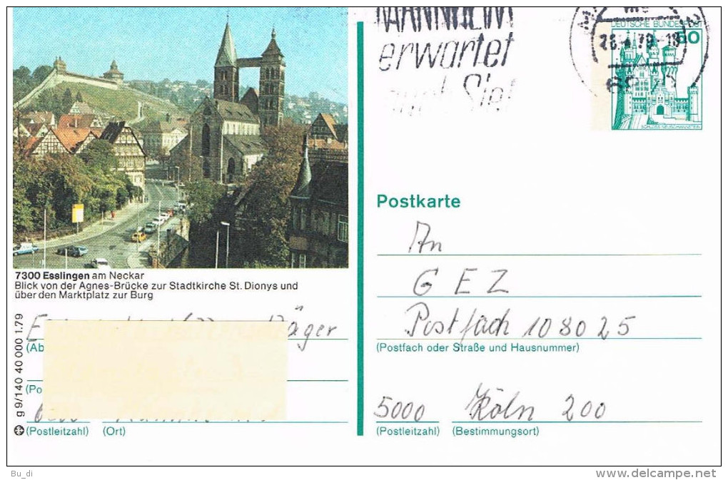 Deutschland Bildpostkarte Esslingen Neckar; Agnes - Brücke; Stadtkirche; Burg - Bildpostkarten - Gebraucht