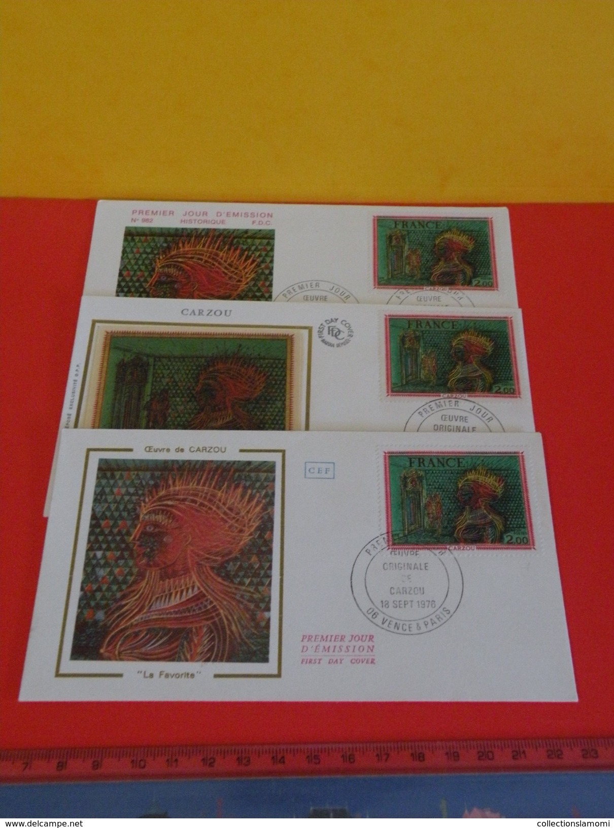 FDC > 1970-1979 > Oeuvre, Carzou, Princesse Lointaine - 06 Vence & Paris - 18.9.1976 - 1er Jour. Coté 13,50 &euro; Lot 3 - 1970-1979