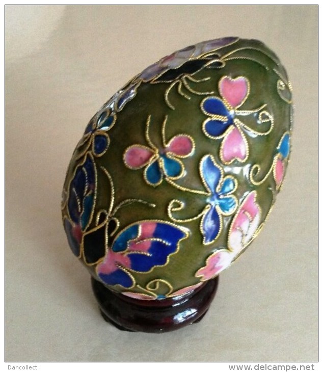 OEUF DECORATIF EMAILLE CLOISONNE - Décor Floral - Oeufs