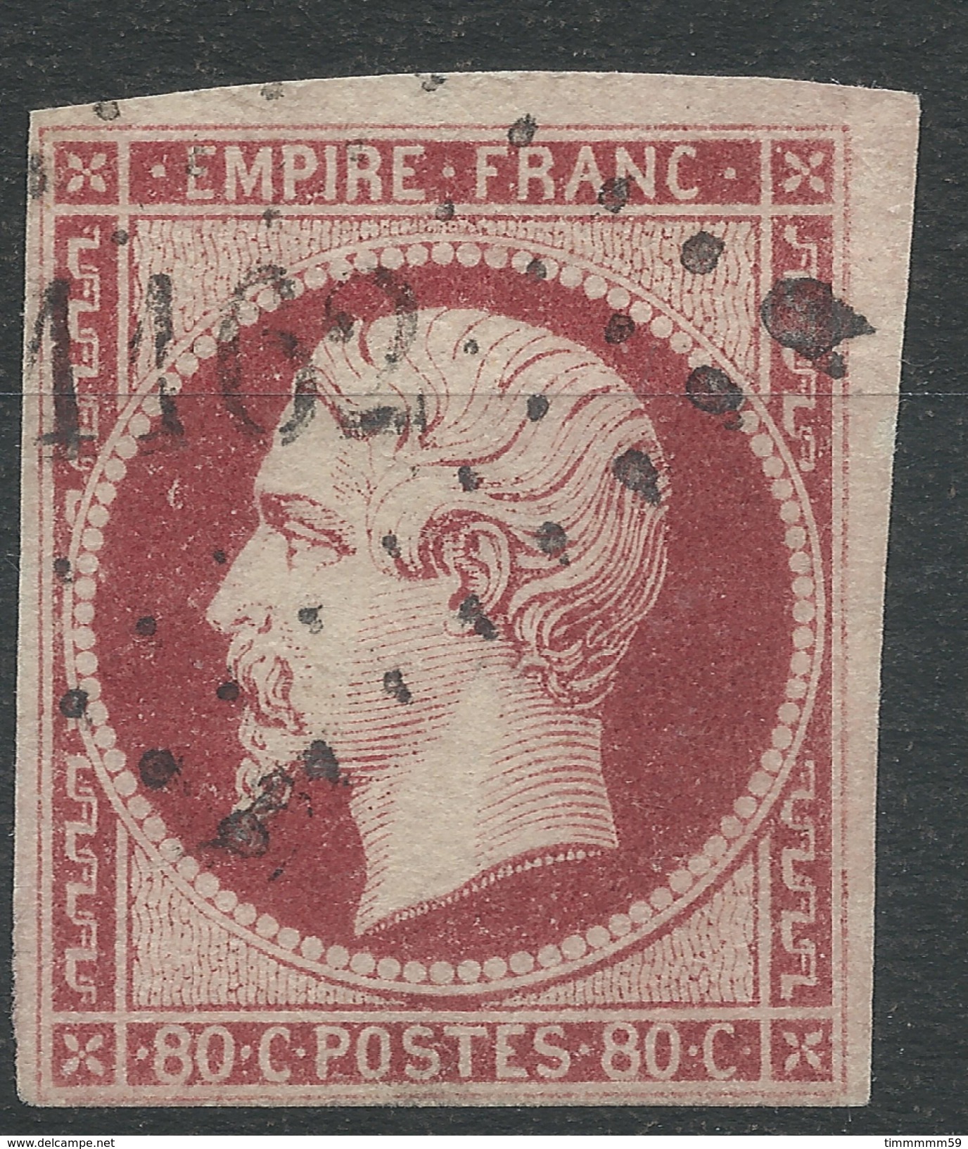 Lot N°32628  Variété/n°17A , Oblit PC 1162 ECOS (26), Ind 7, Bonnes Marges, Tache Blanche Face A L'oeil - 1853-1860 Napoleone III