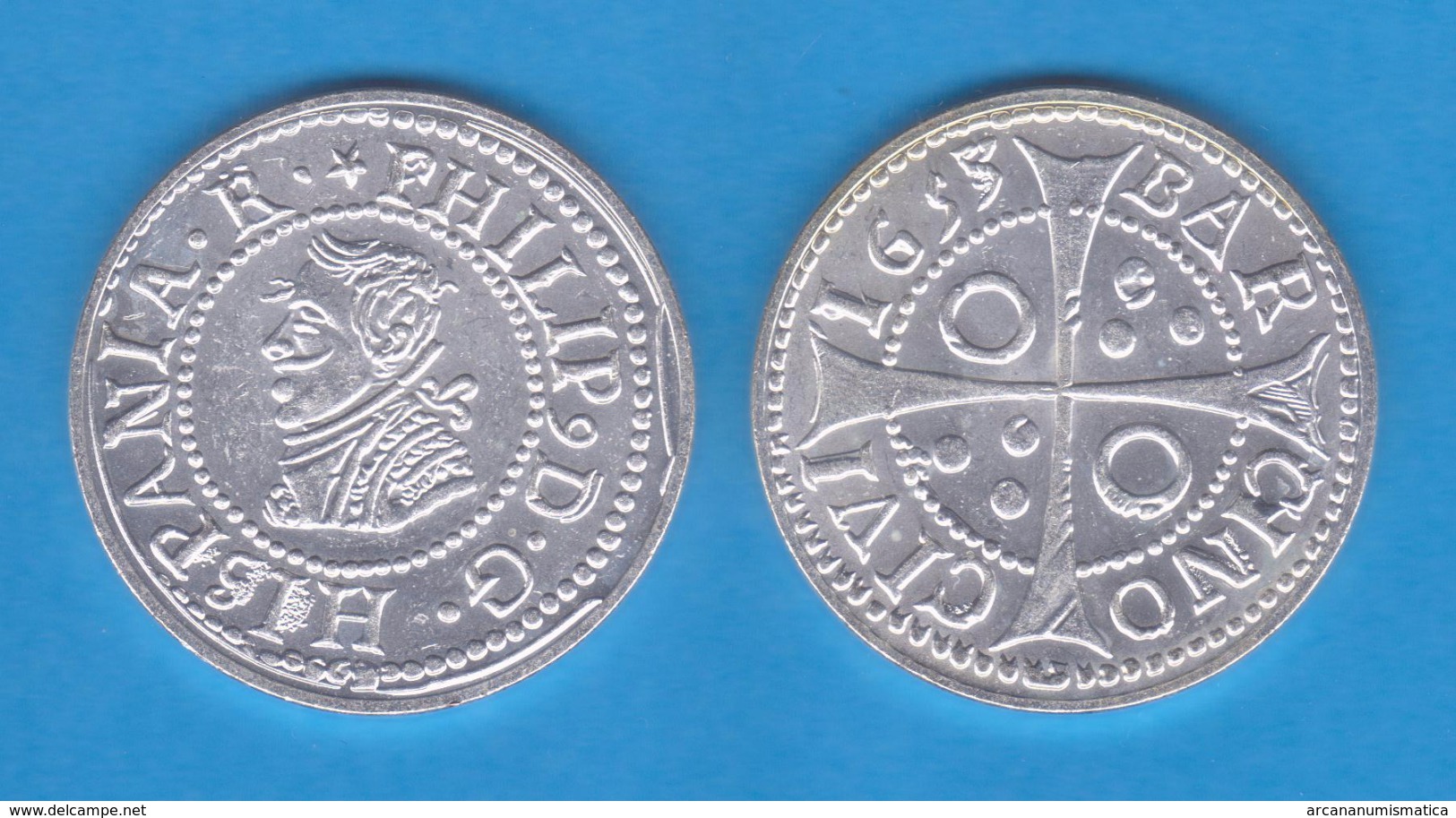 Felipe IV 1 Croat Plata Barcelona 1.653   Réplica   T-DL-11.953 - Essays & New Minting