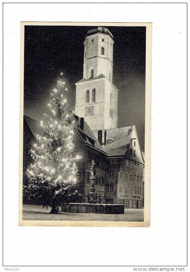 Cpa - Biberach - Marktplatz Zur Weihnachtszeit Mit Schnee - Sapin De NOEL Décoré - Neige - Magasin SINGER - Biberach