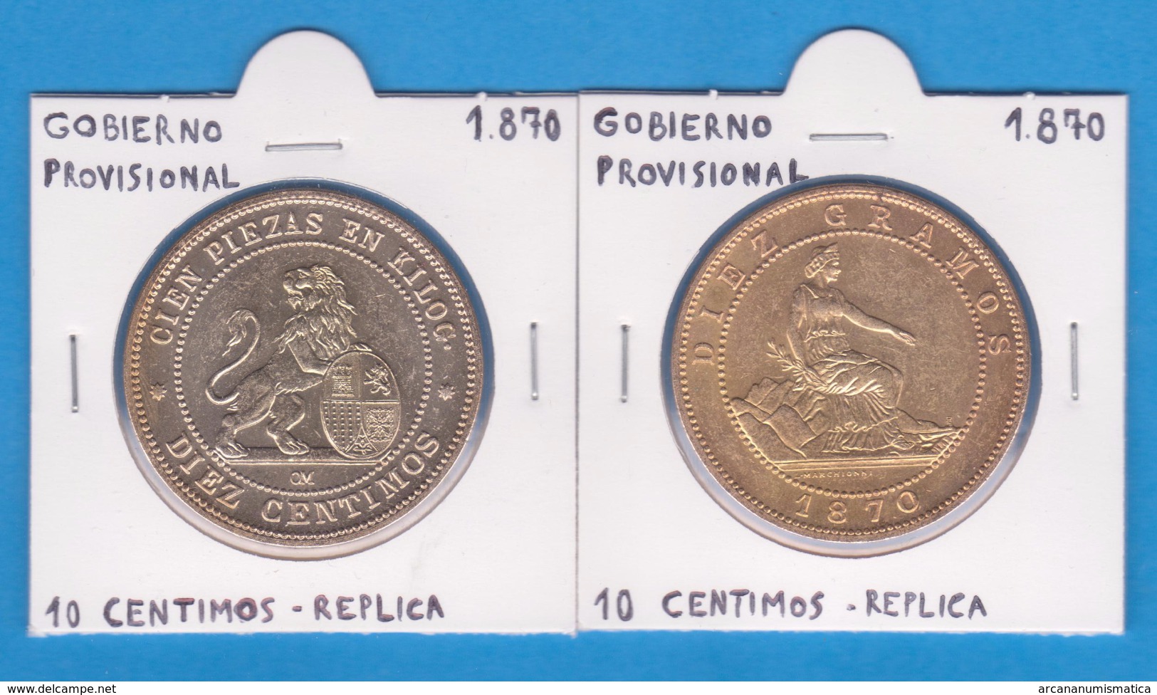 GOBIERNO PROVISIONAL 10 CENTIMOS 1.870  Barcelona Réplica    T-DL-11.962 - Essays & New Minting