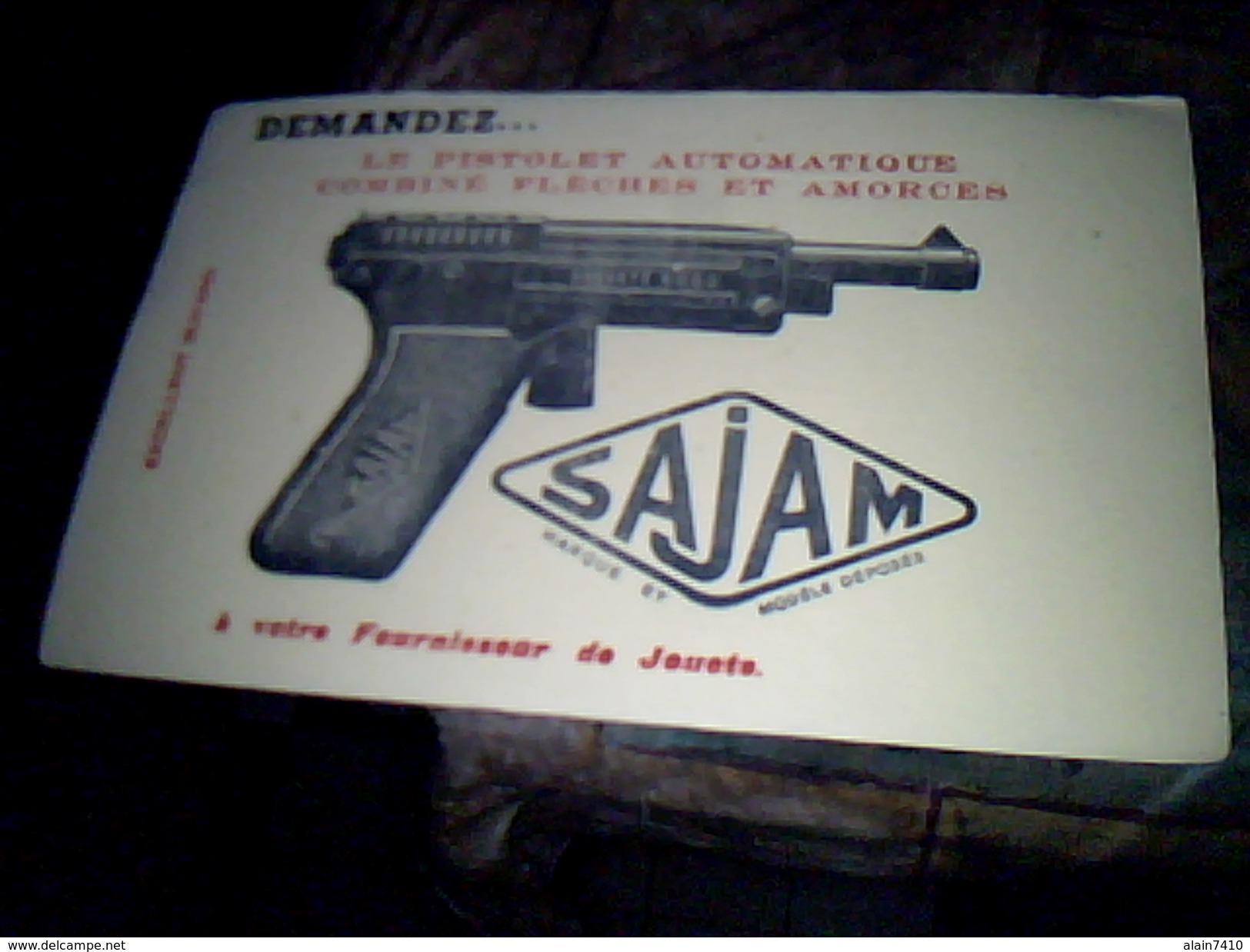 Publicite Buvard Jouet Sajam Pistolet Automatique A Amorces Et Flechettes - G