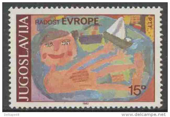 Jugoslavija Yugoslavia 1982 Mi 1946 YT 1830 ** In The Bath / Kind Beim Baden - Drawing By Heiko Jäkel - "Joy Of Europe" - Ongebruikt