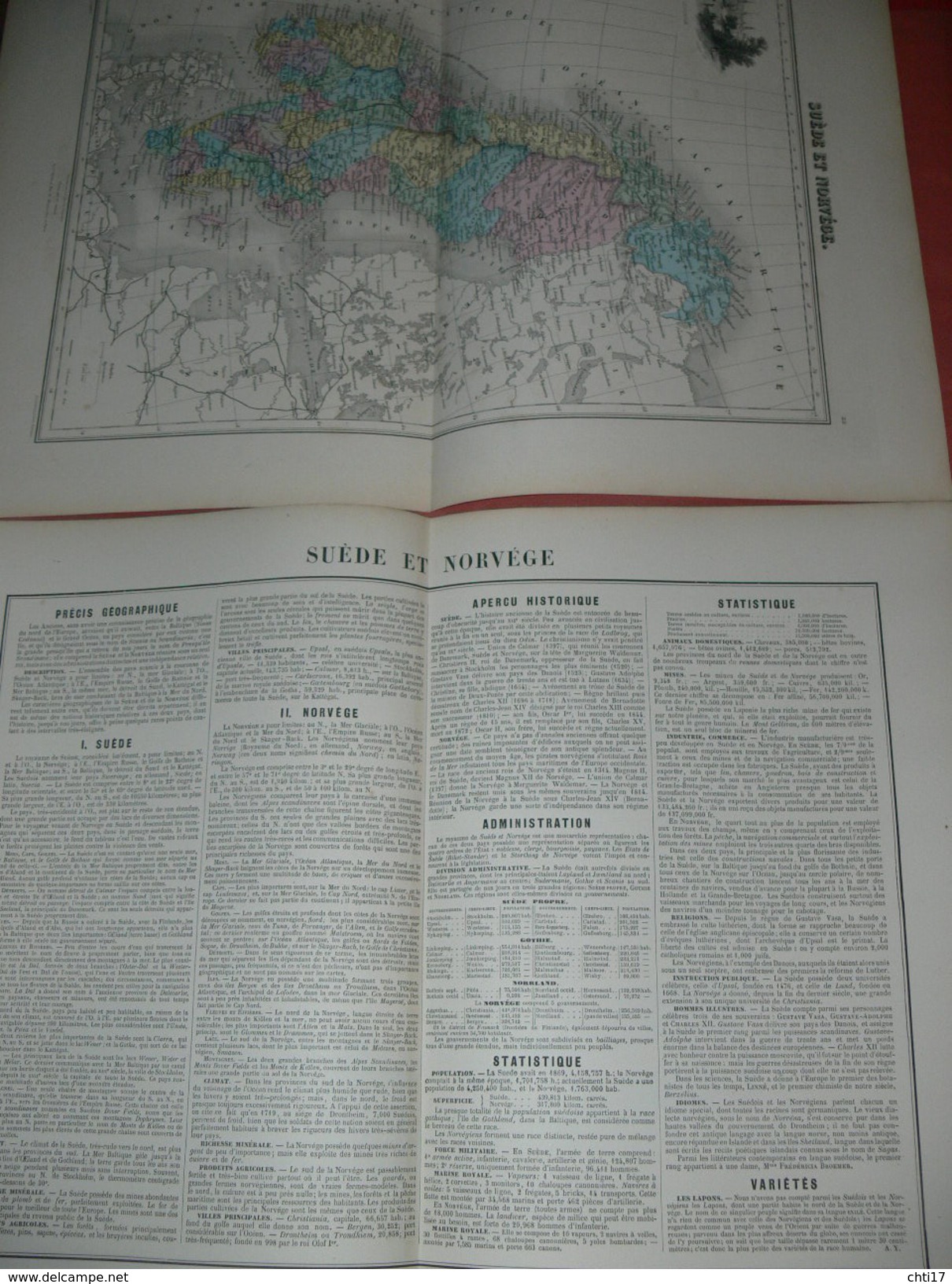 ATLAS UNIVERSEL MIGEON/ 1881 /2 GRAVURES " SUEDE NORVEGE "  STOCKHOLM UPSALA GOETHEBORG    FORMAT 48X35 CM - Cartes Géographiques