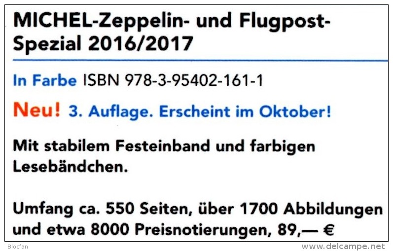 Zeppelin-/Flugpost Spezial Michel Katalog 2017 Neu 89€ Mit Flugpost-Ausgaben In Alle WELT Topics Catalogues Of The World - Zonder Classificatie