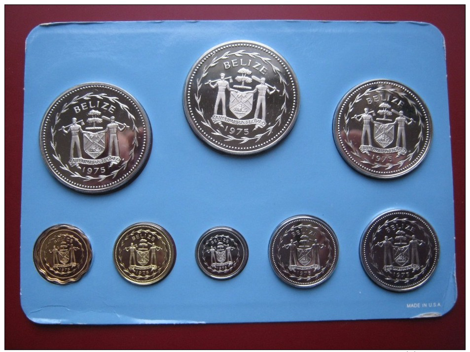 Belize 1975 Proof Coin Set 1 Cent - 10$ Dollars Sealed By Franklin Mint Case COA Papers - Belize