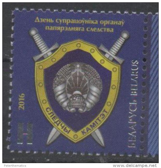 BELARUS, 2016, MNH, COAT OF ARMS, SWORDS, DAY OF PRELIMINARY INVESTIGATION OFFICER, 1v - Stamps