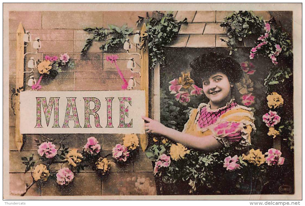 CPA JOLIE JEUNE FEMME NOM PRENOM VIVE MARIE YOUNG LADY NAME NAMESDAY MARIE - Prénoms