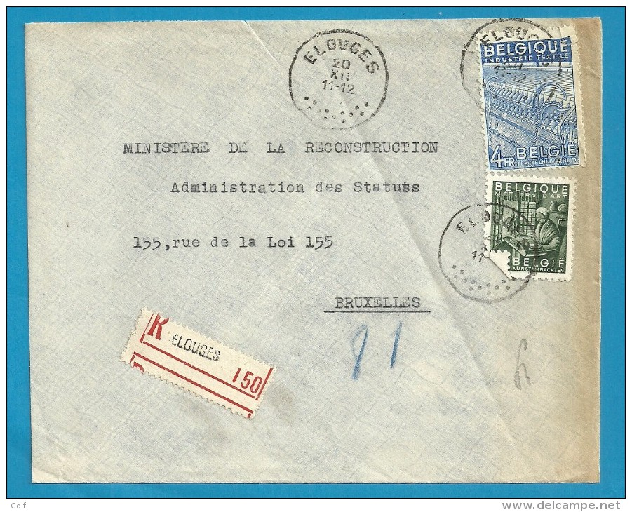 768+771 Op Brief Aangetekend Met Stempel ELOUGES (VK) - 1948 Export