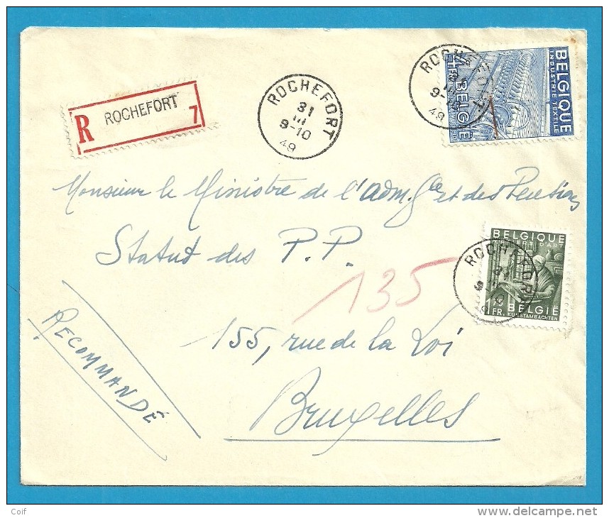 768+771 Op Brief Aangetekend Met Stempel ROCHEFORT (VK) - 1948 Export